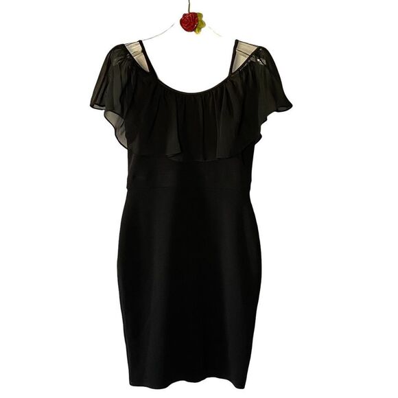 AS U WISH Off Shoulder Ruffled Black Dress - Picture 2 of 10